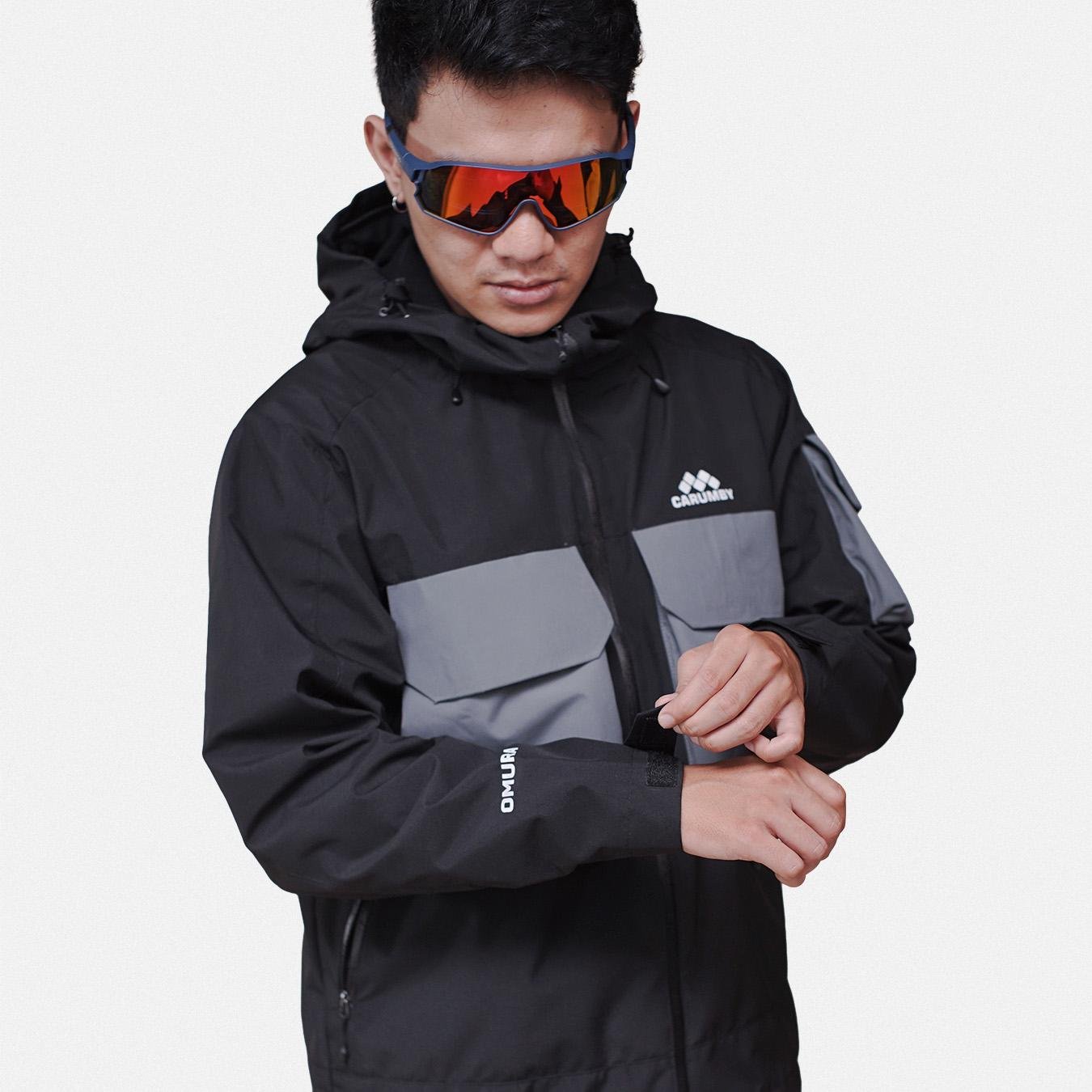 Jaket Gunung Carumby Omura Two Tone Hitam Pria Wanita - Gambar 7