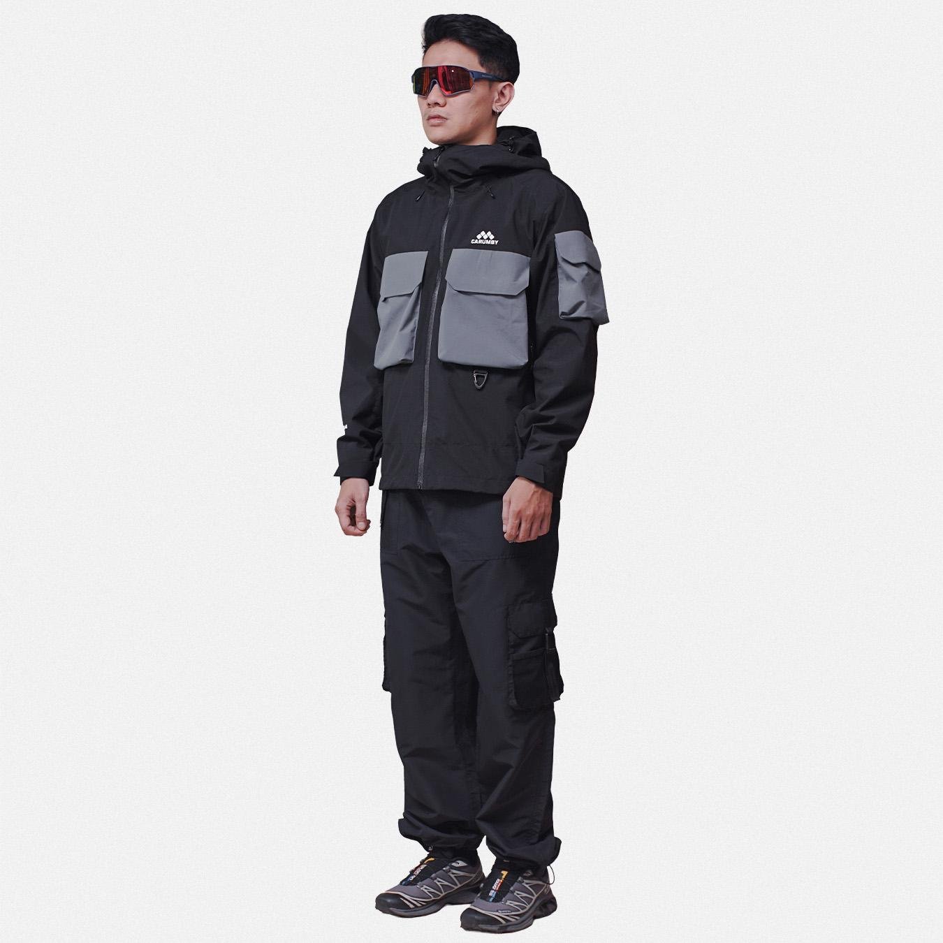 Jaket Gunung Carumby Omura Two Tone Hitam Pria Wanita - Gambar 5