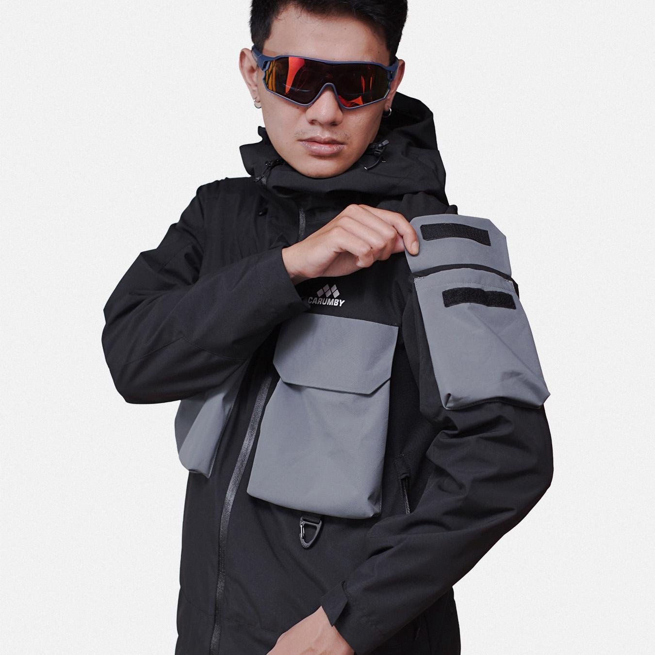 Jaket Gunung Carumby Omura Two Tone Hitam Pria Wanita - Gambar 6